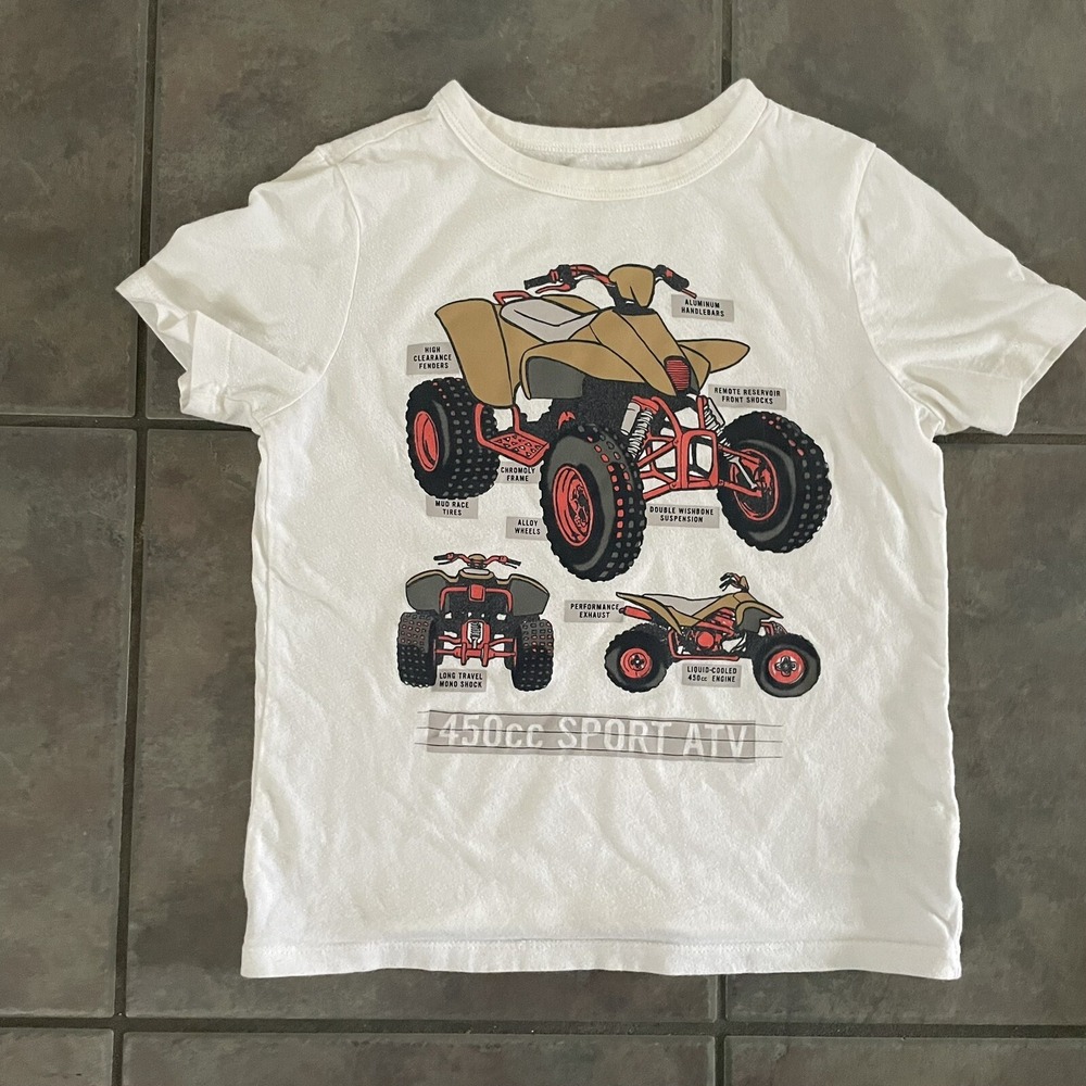 Gap Kids Boys Size Small 6-7 White/ivory T-shirt With ATV